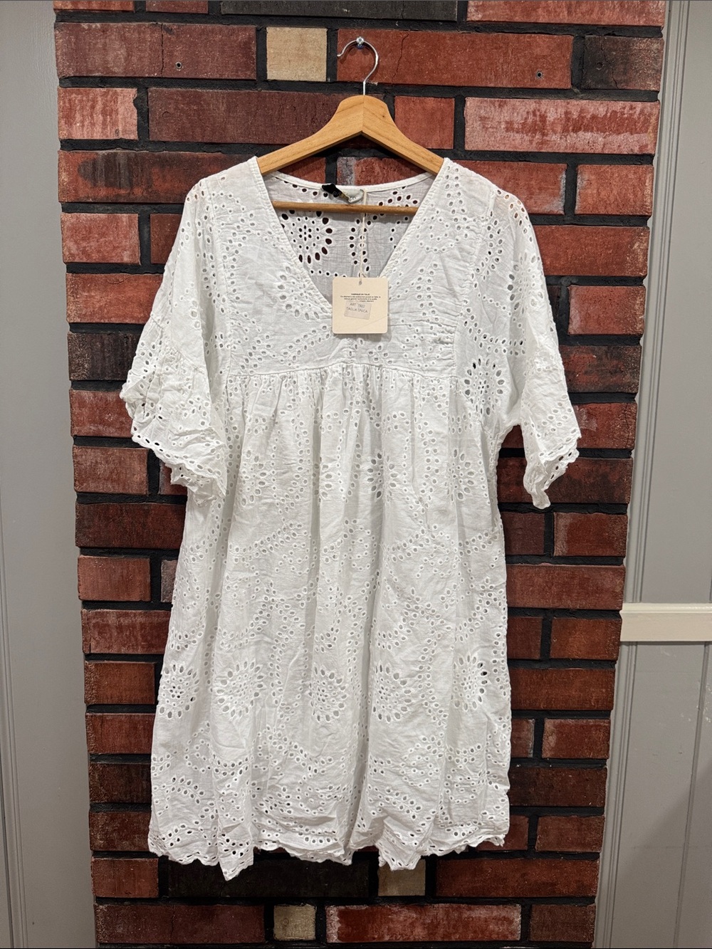 By coco White Eyelet V-Neck Cotton Dress
